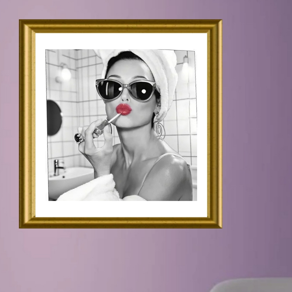 Marilyn Monroe Black and White with Red Lips Art Poster
